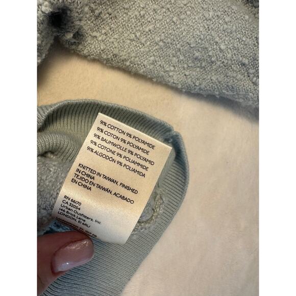 Free People Sage Green Gray Blue Pullover Top Boucle Sweatshirt Oversized XS M - Picture 11 of 11